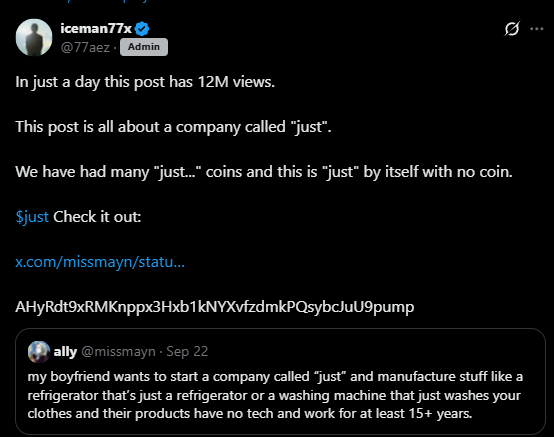 Viral tweet about just a company